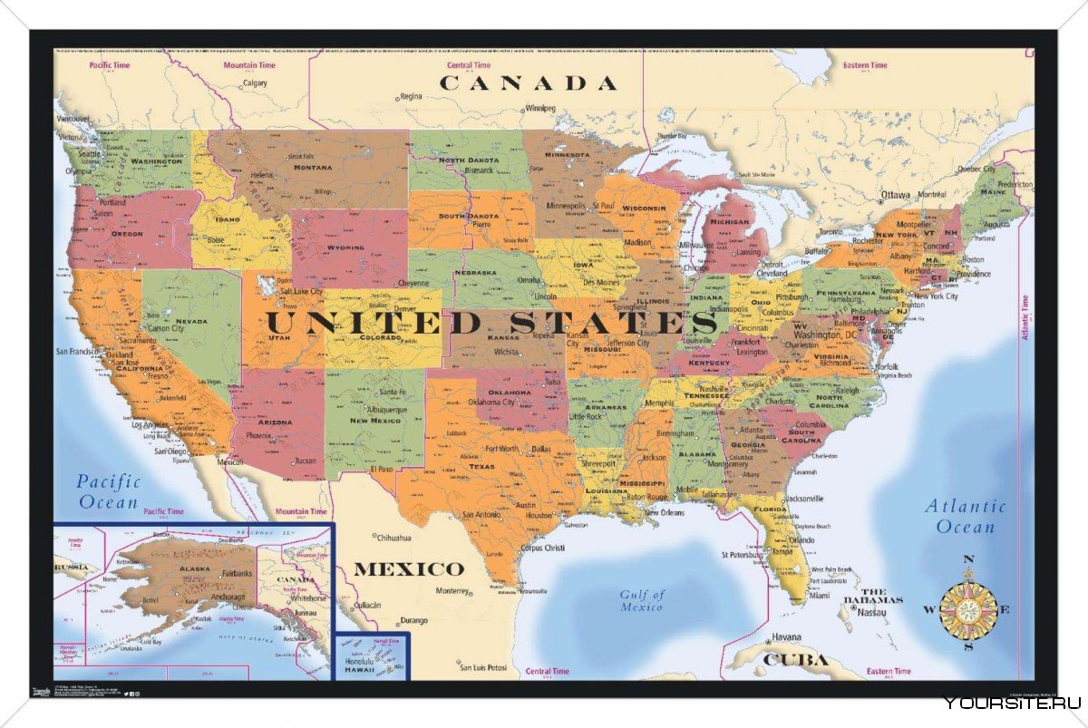 Географическая карта Северная Америка США
