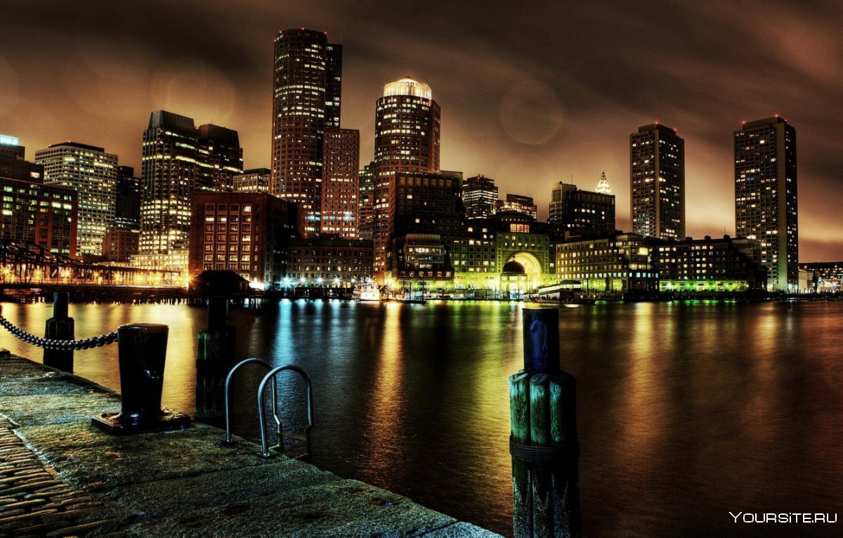 Нью Йорк ночной Бостон