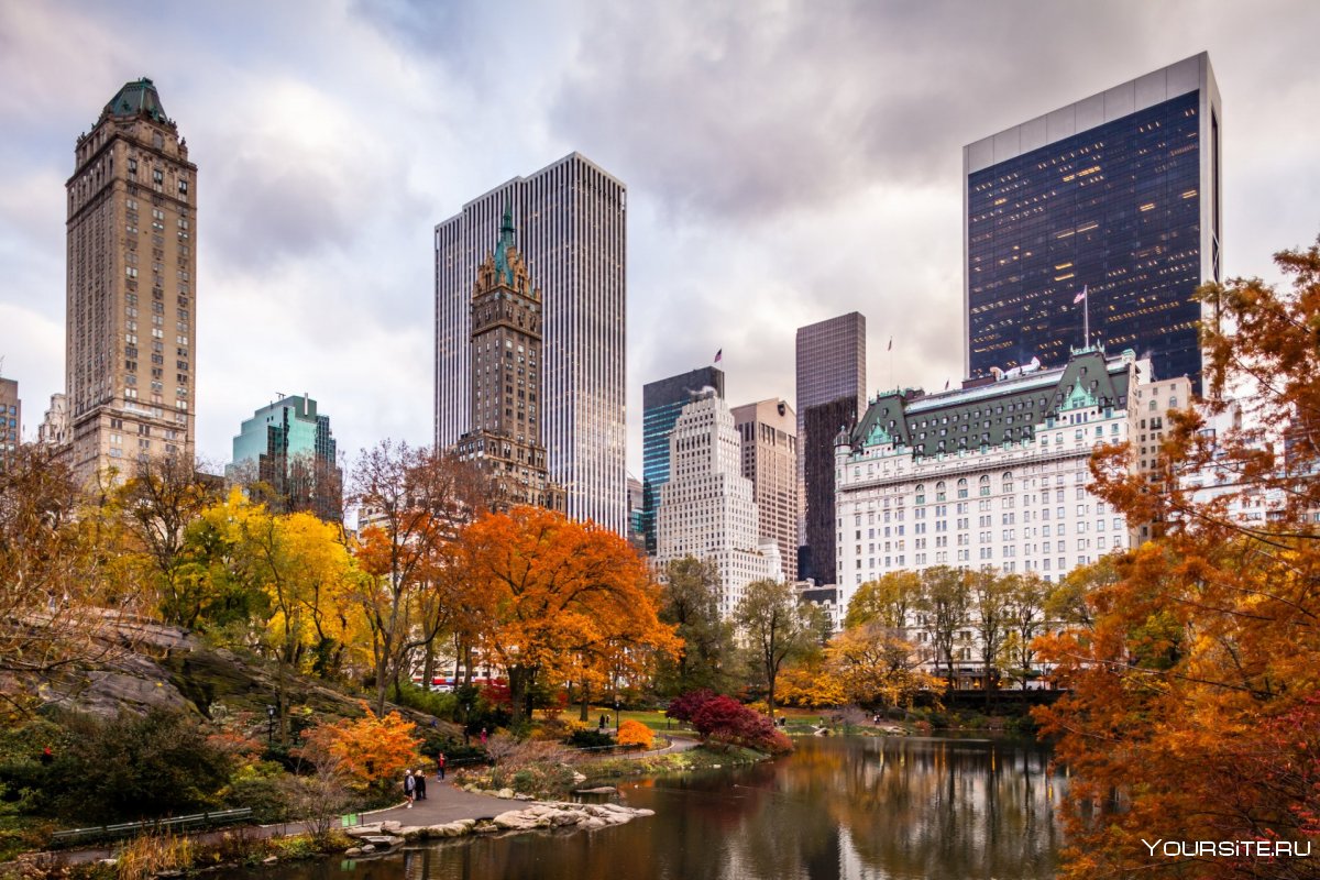 Осень в Central Park в Нью-Йорке.