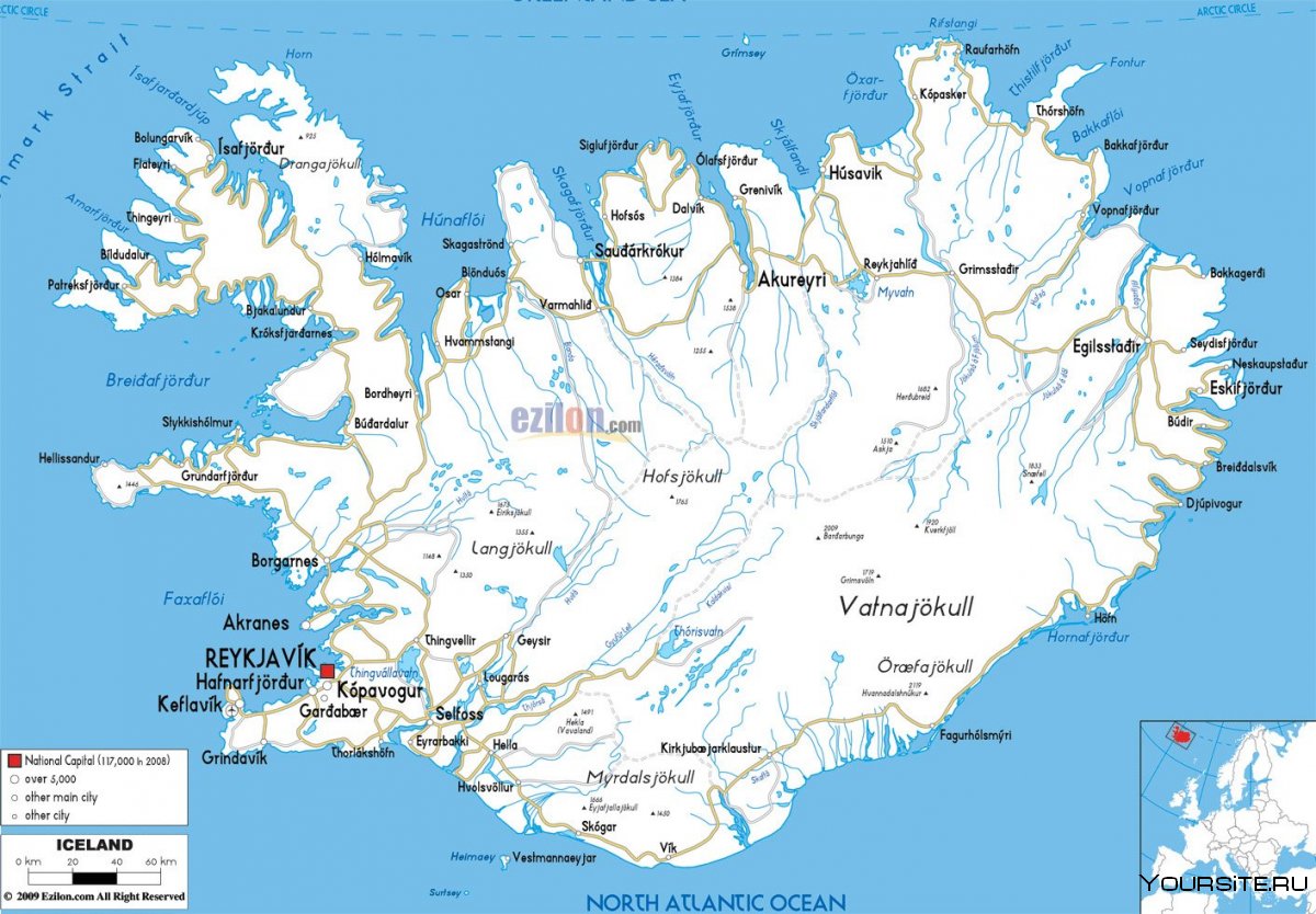 Географическая карта Исландии