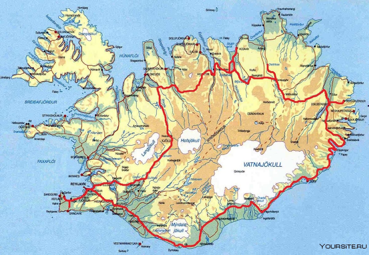 Ватнайёкюдль Исландия на карте