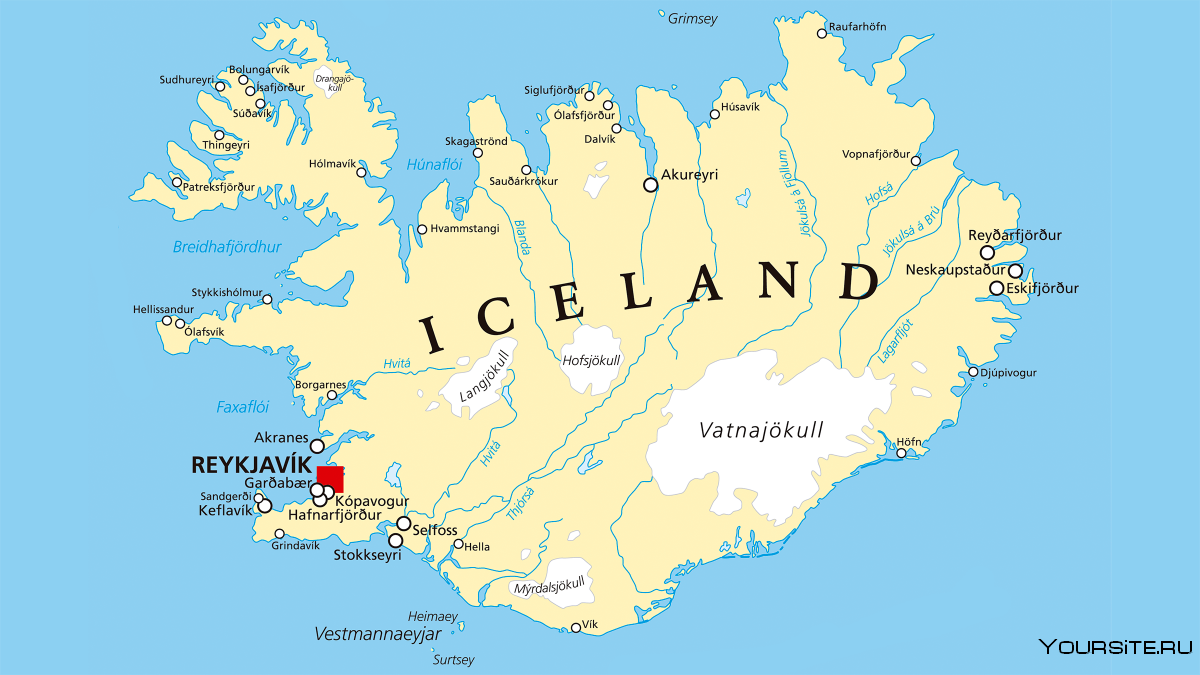 Географическое положение Исландии на карте