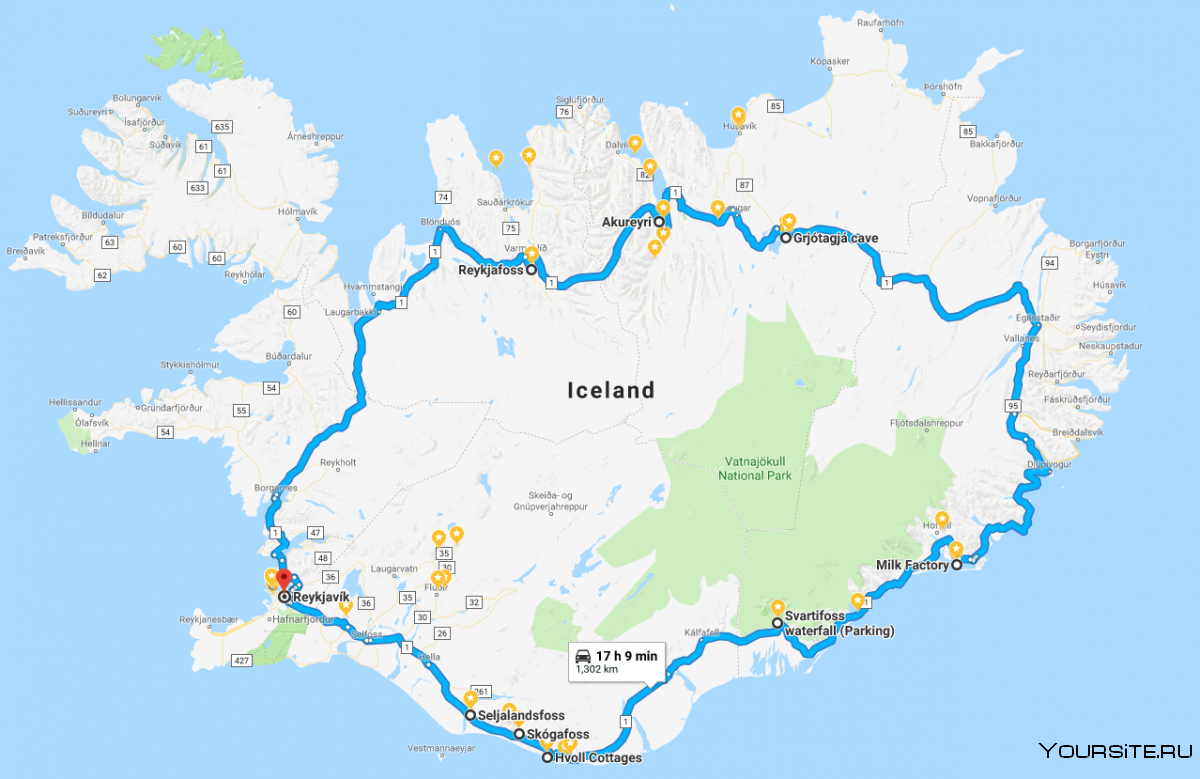 Исландия на карте Европы