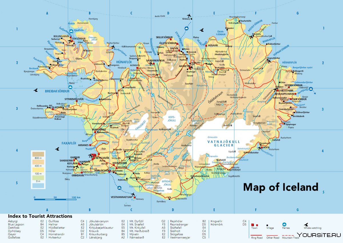 Туристическая карта Исландии