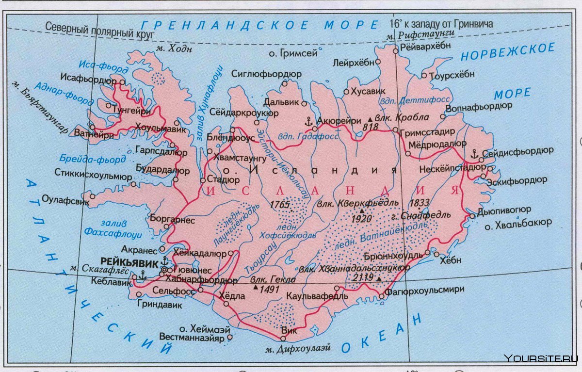 Исландия на карте география