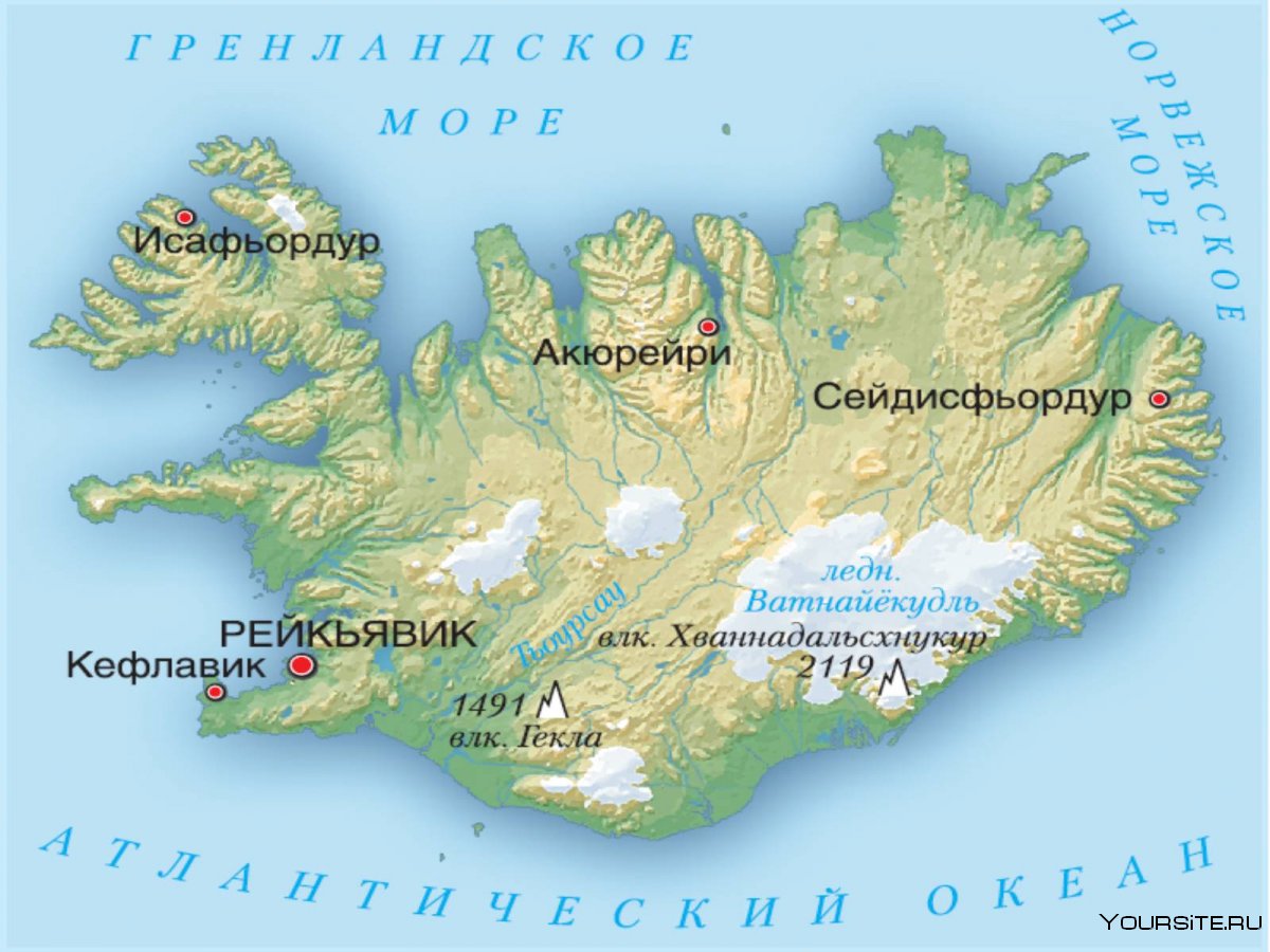 Географическая карта Исландии