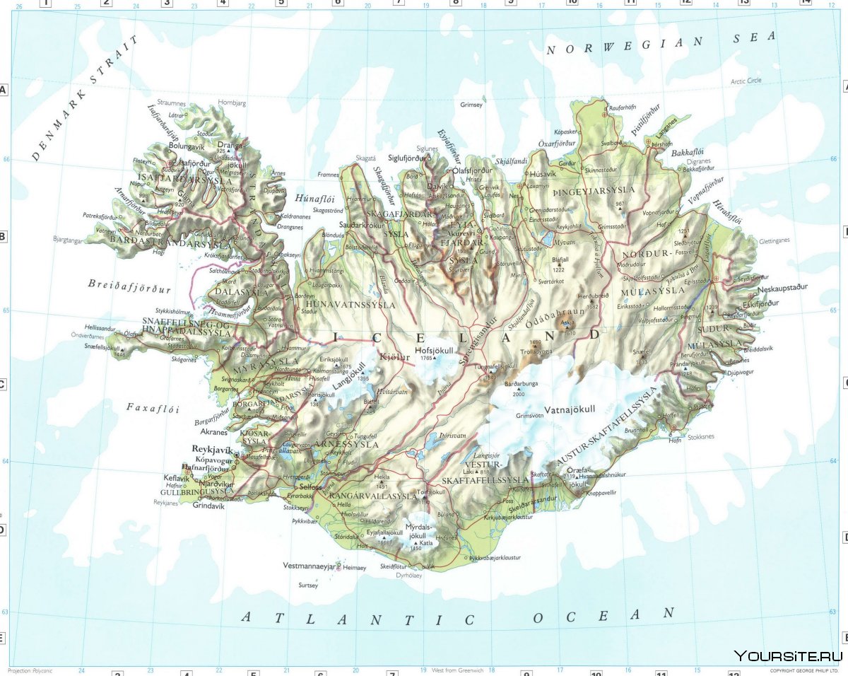 Остров Исландия на карте координаты