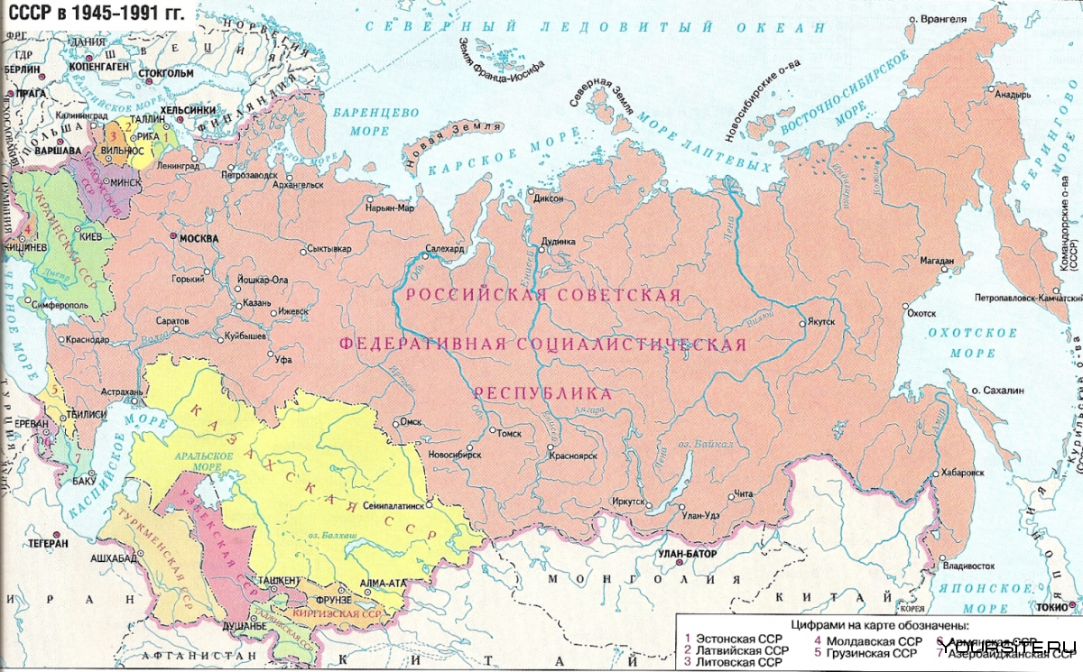 Карта распада СССР 1991 года