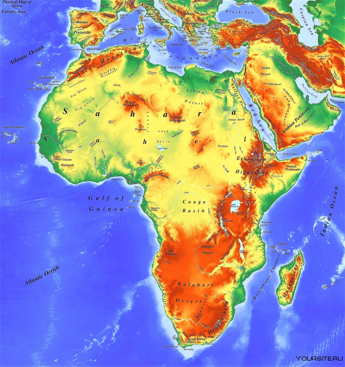 Рельеф материков Африки