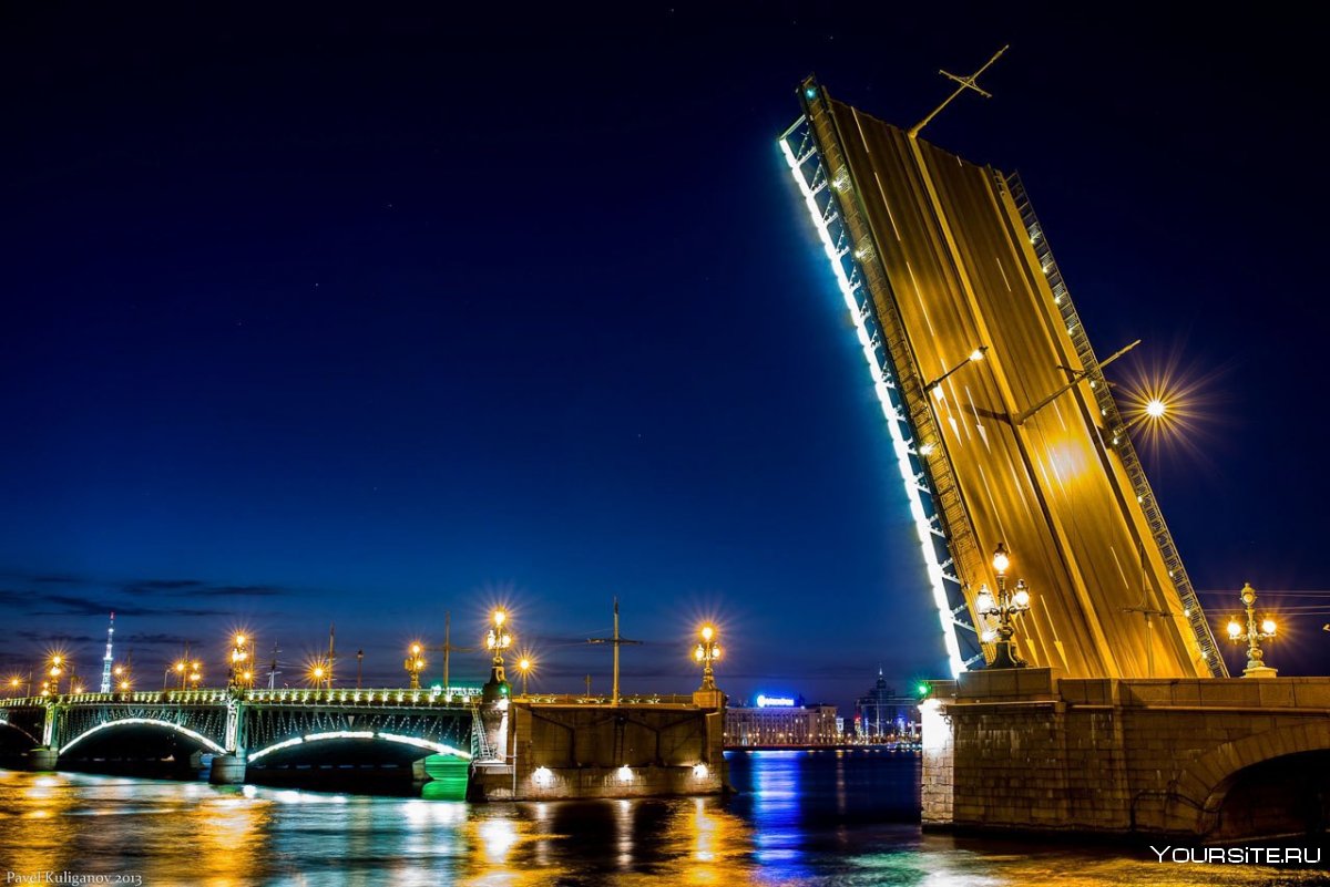Большеохтинский мост белые ночи