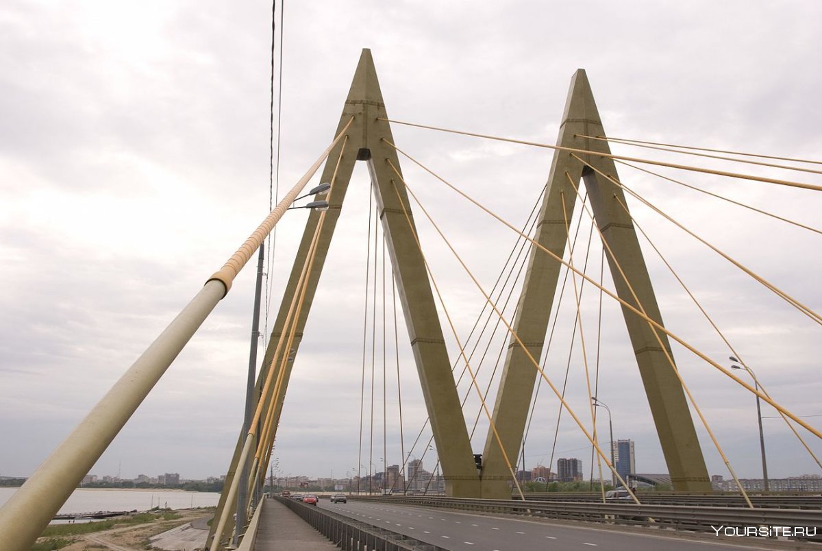 Вид Казани с воздуха Разделение мостом Миллениум