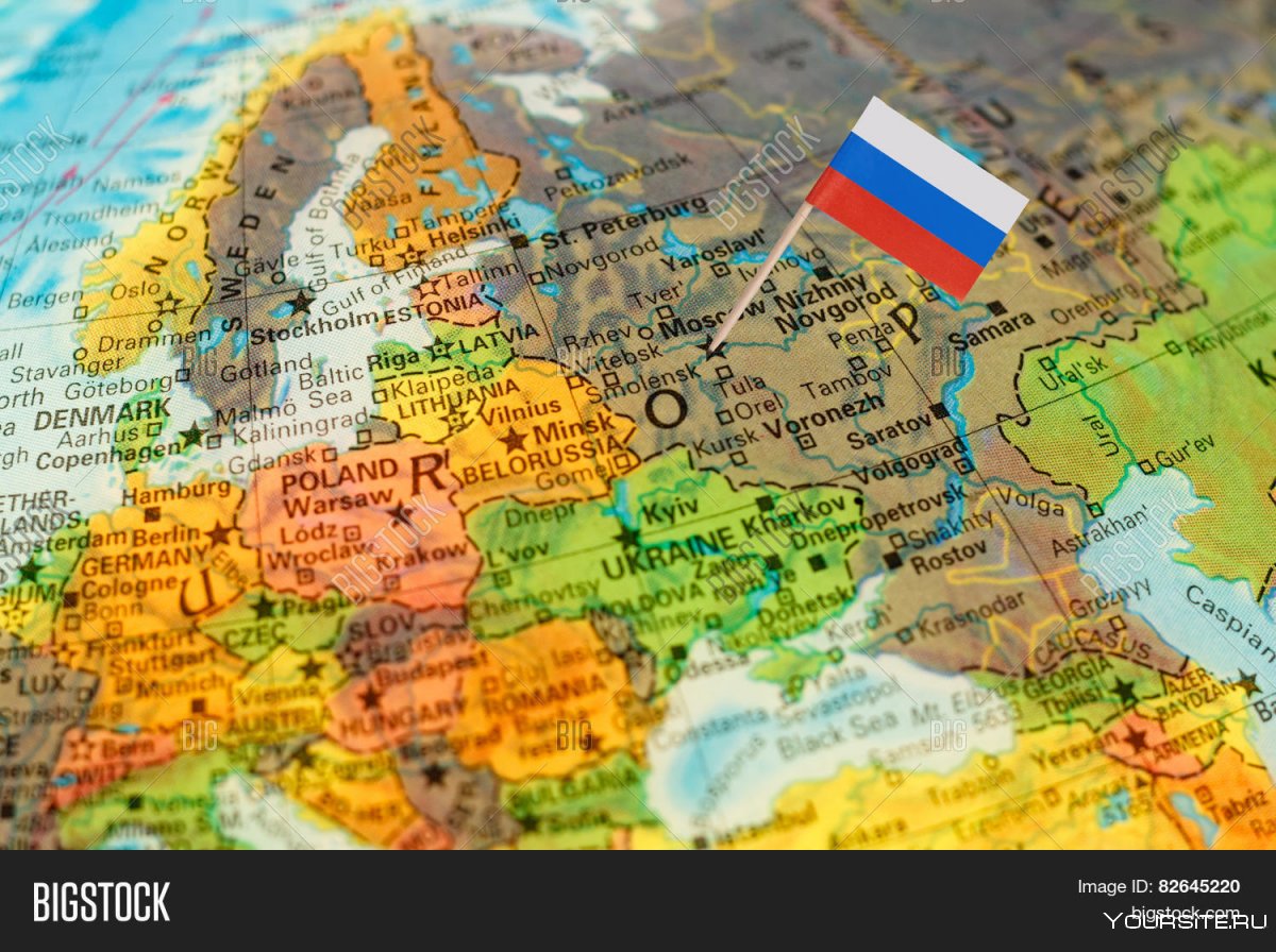 Карта России на глобусе