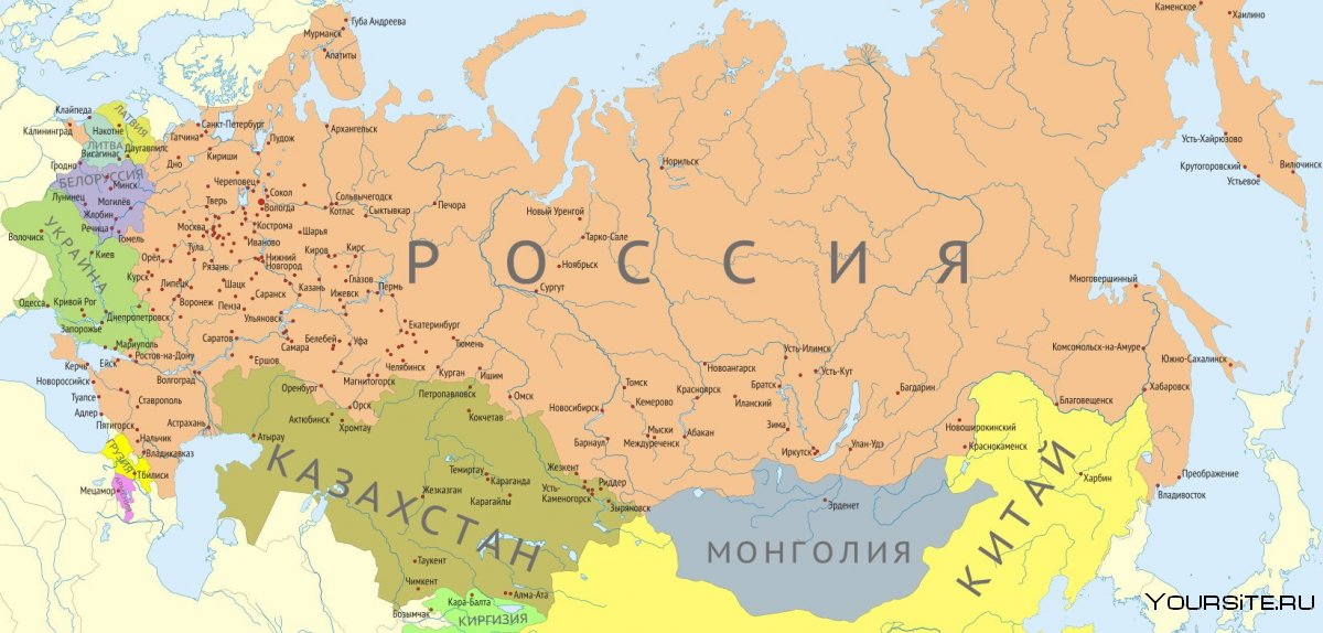 Монголия на карте России