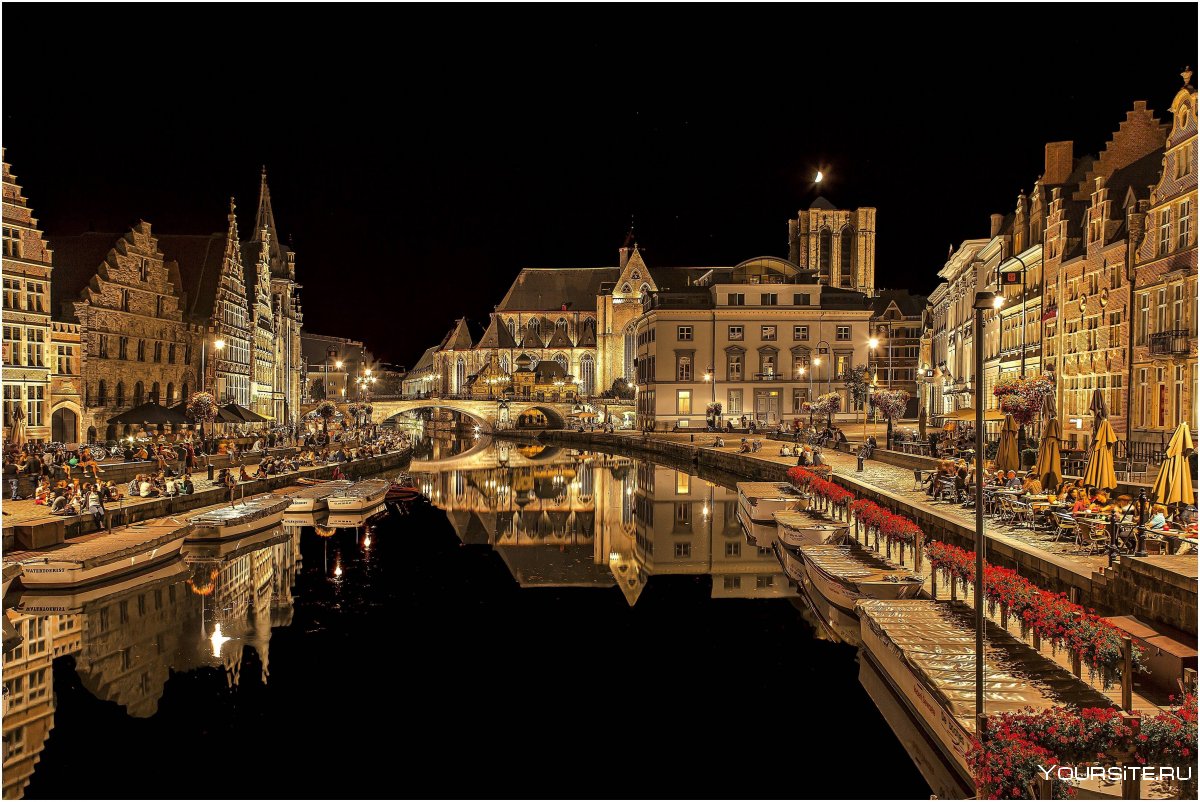 Гент, Бельгия ночь