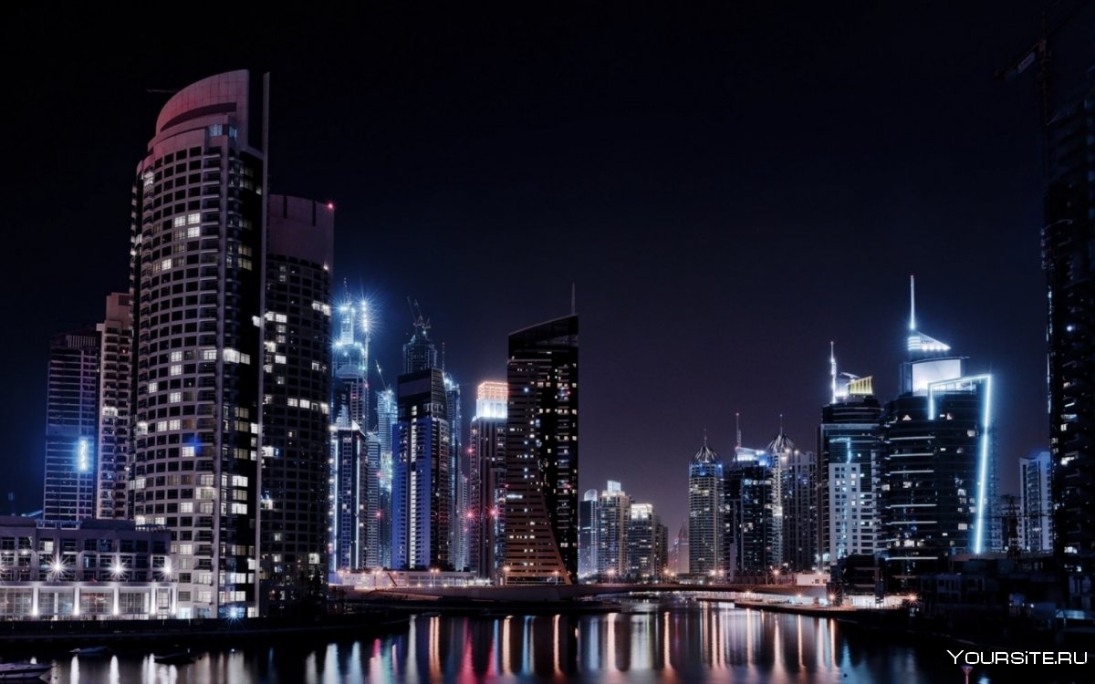Ночной Дубай небоскребы