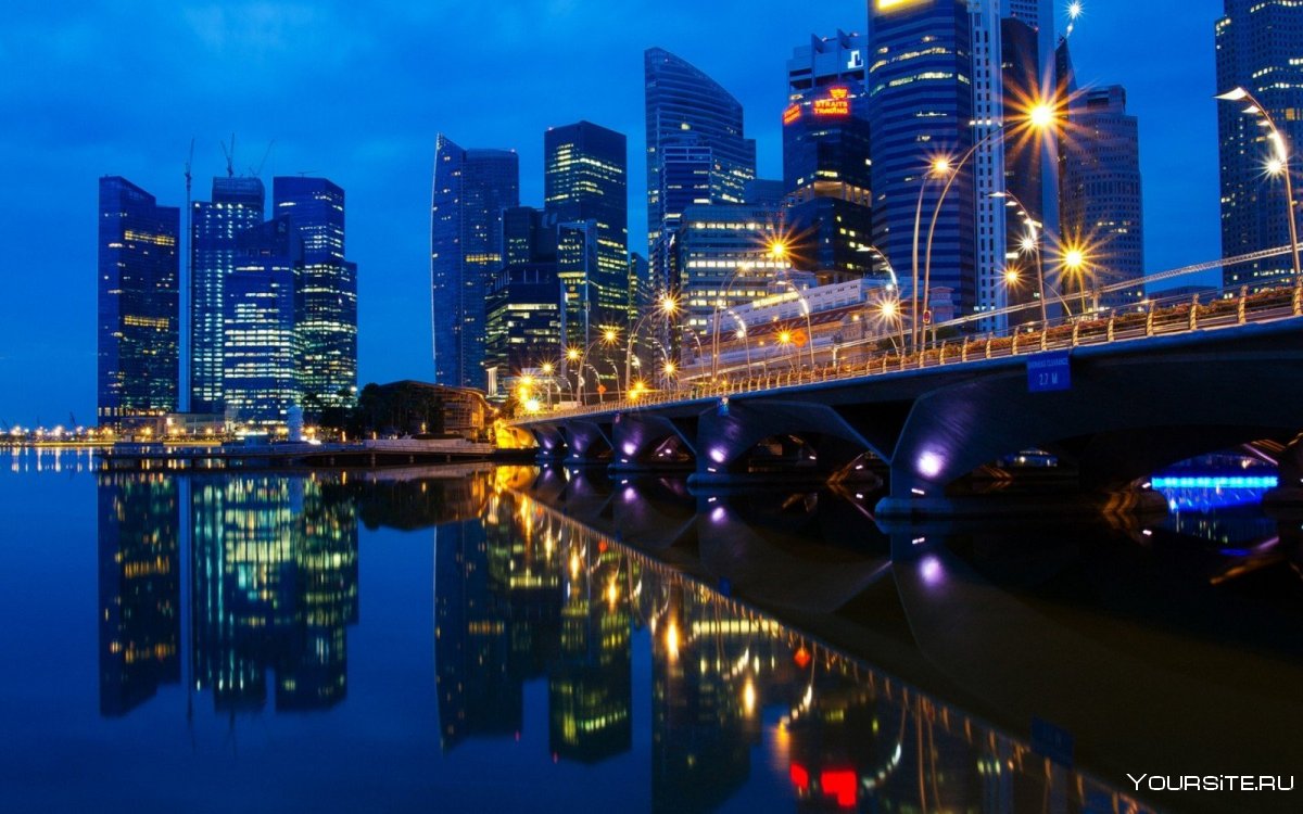Вечерний Сингапур мост