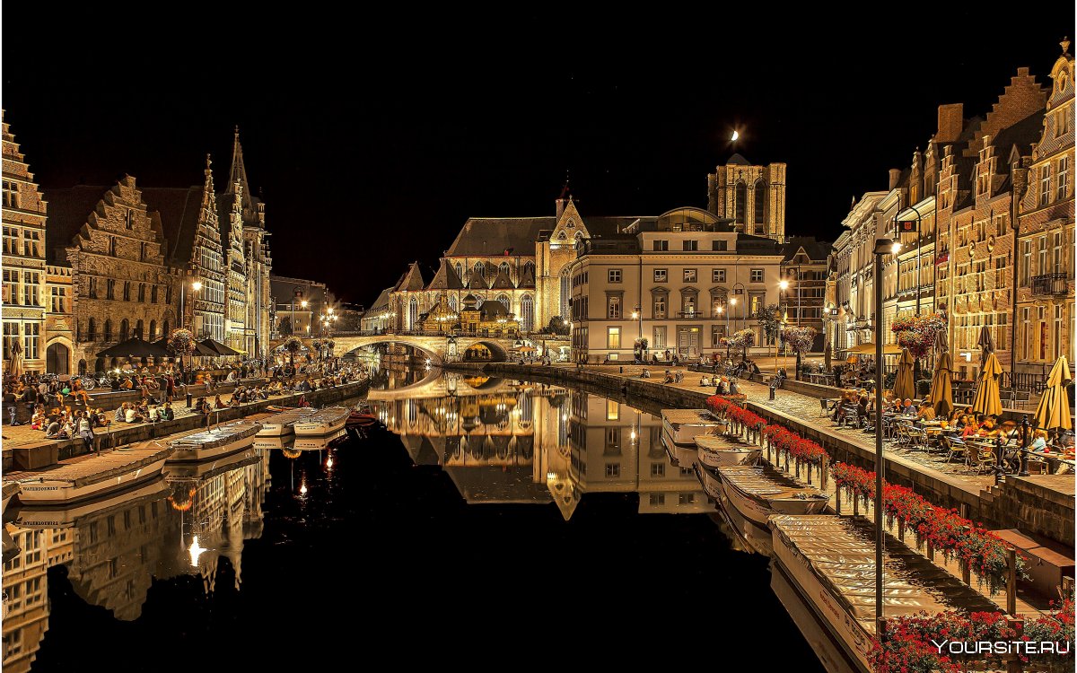 Гент, Бельгия ночь