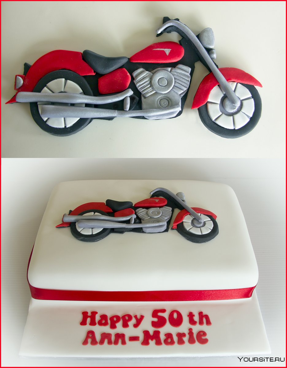 Торт с красным мотоциклом