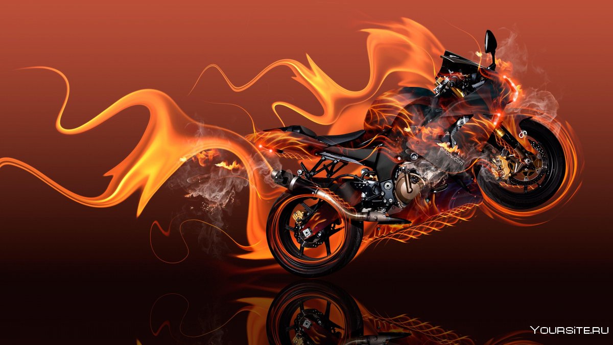Пламя на мотоцикле