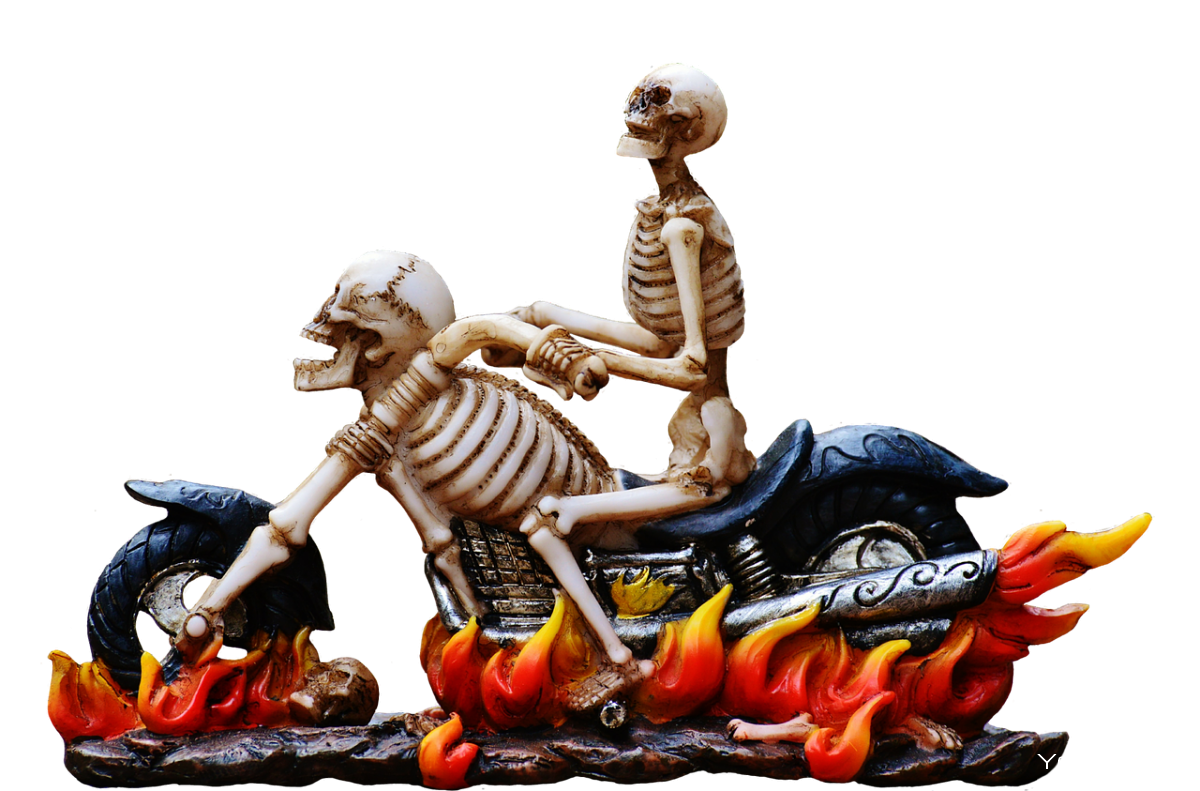 Скелет на мотоцикле