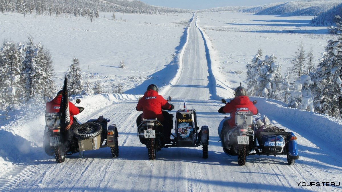 Мотоцикл Урал зимой