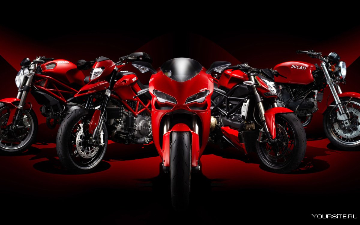 Красный мотоцикл Ducati Kawasaki