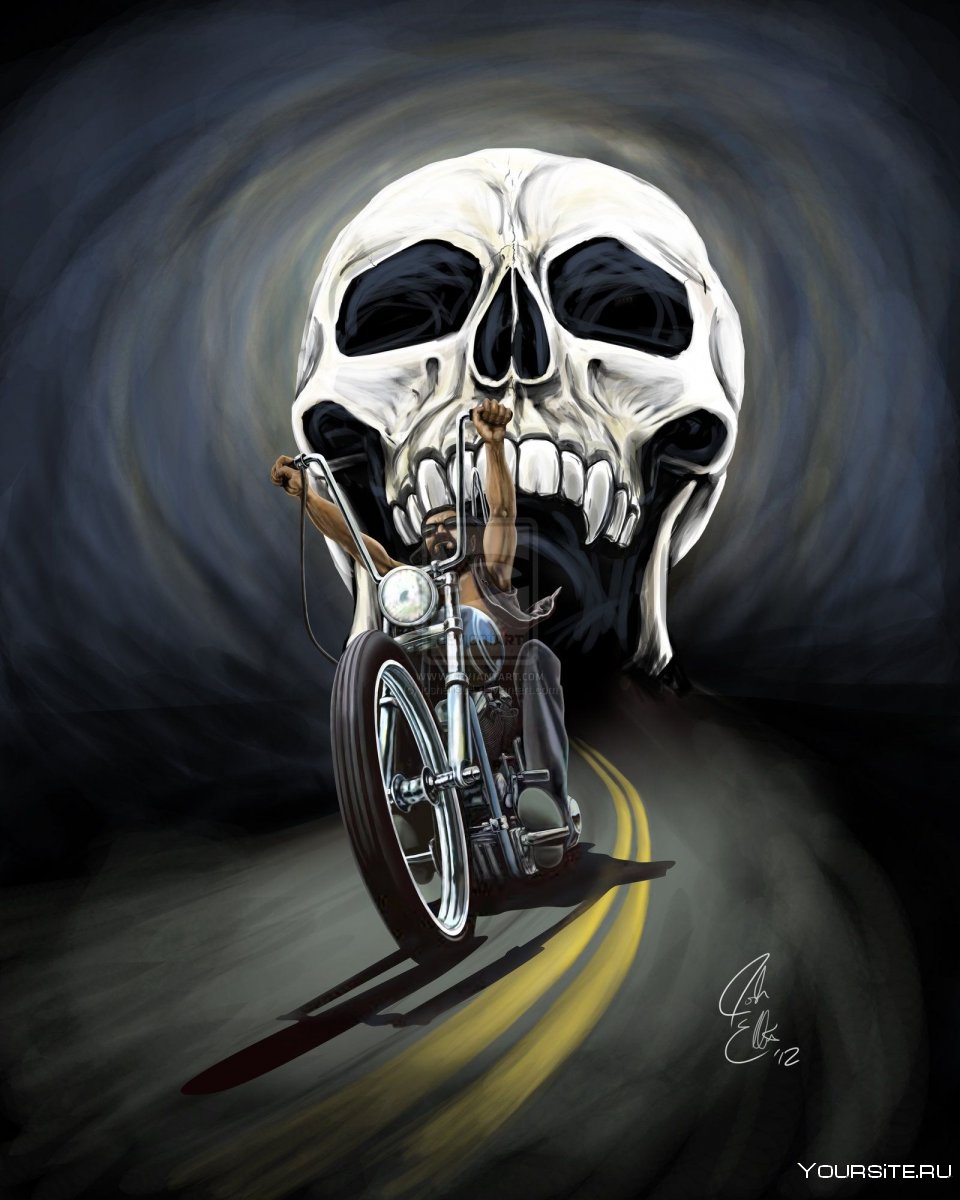 Мотоциклист скелет