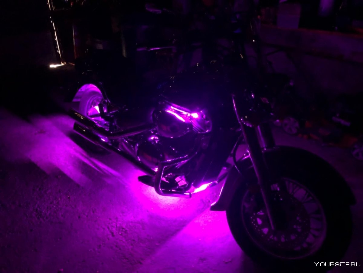 Неон мотоцикл розовый