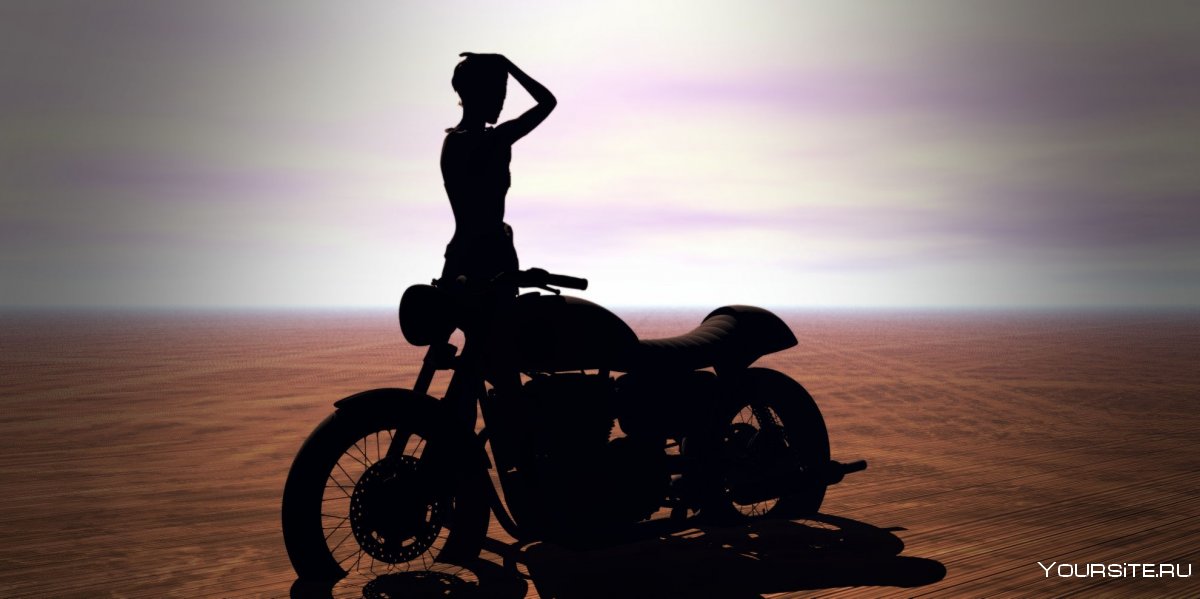 Тень мотоцикла на закате