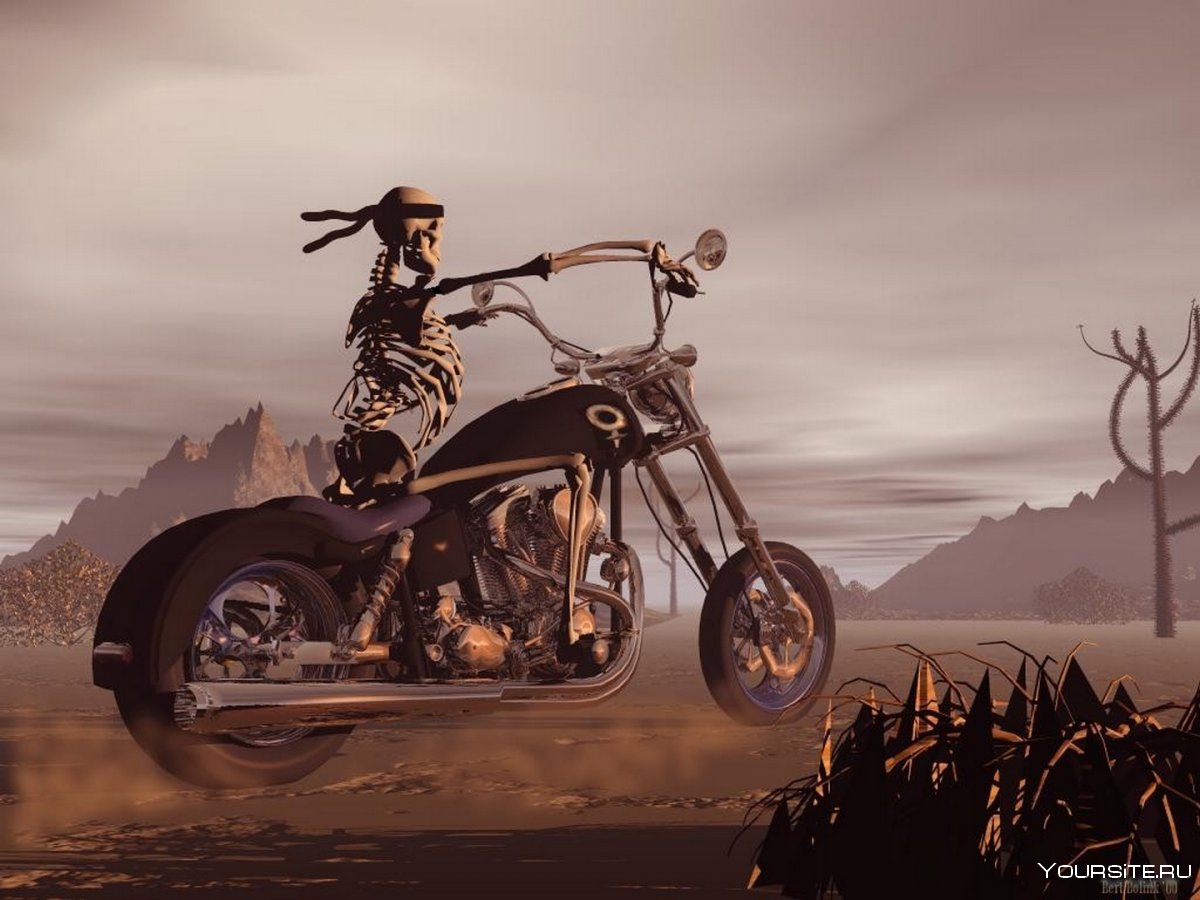 Мотоцикл в пустыне арт