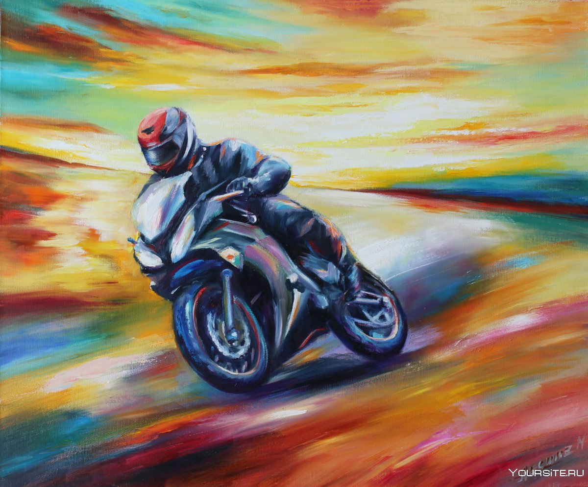 Мотоцикл живопись