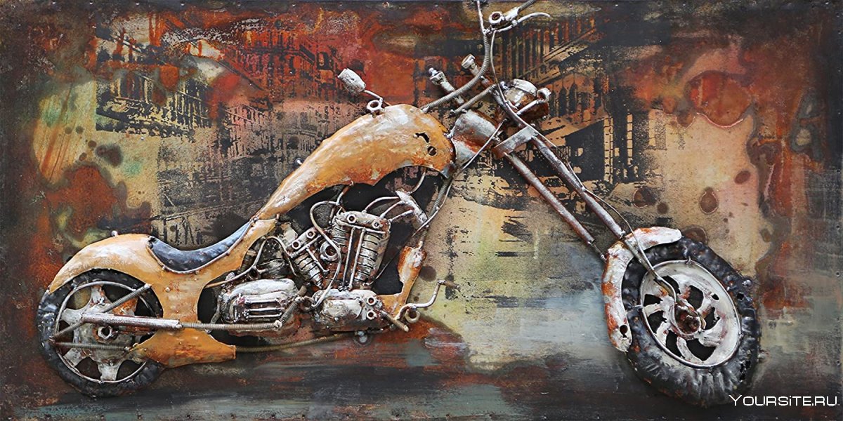 Мотоцикл на фоне стены