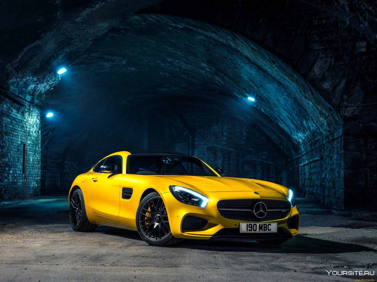 Mercedes AMG gt Yellow 4k