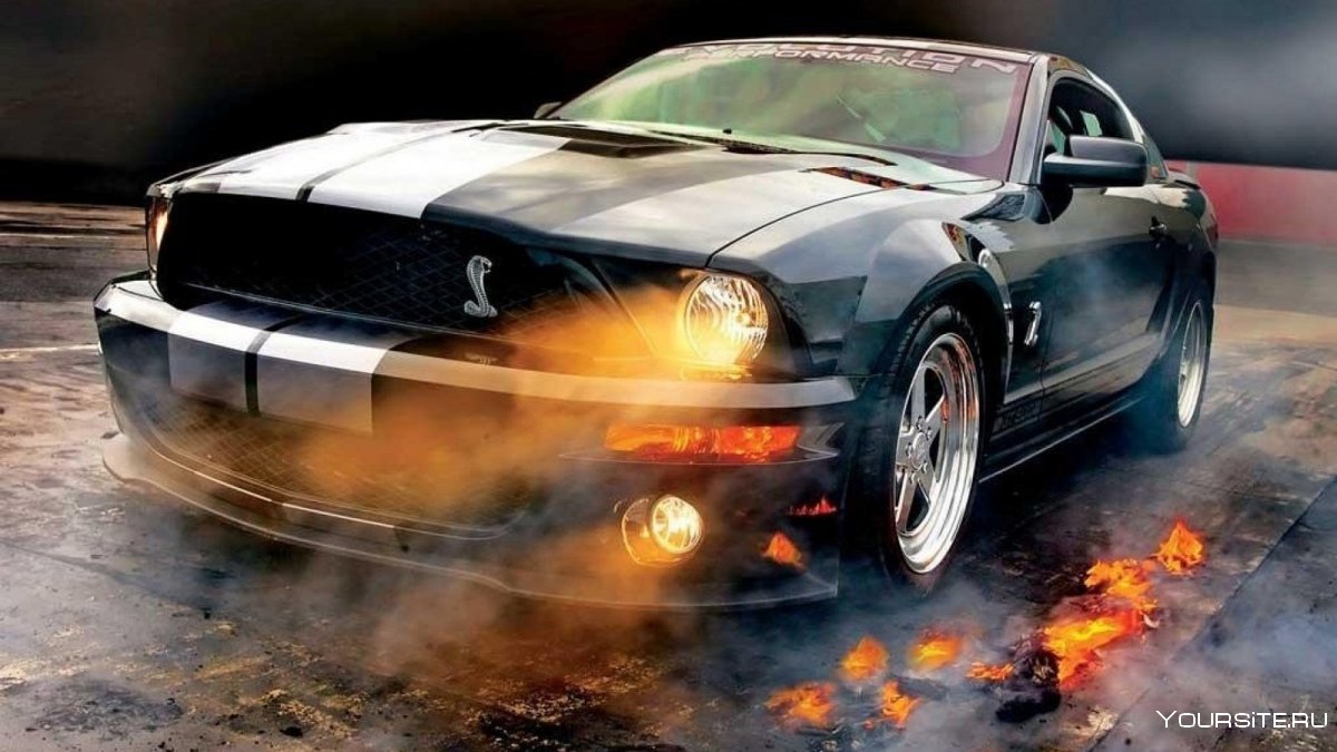 Ford Mustang Shelby gt500 в дыму
