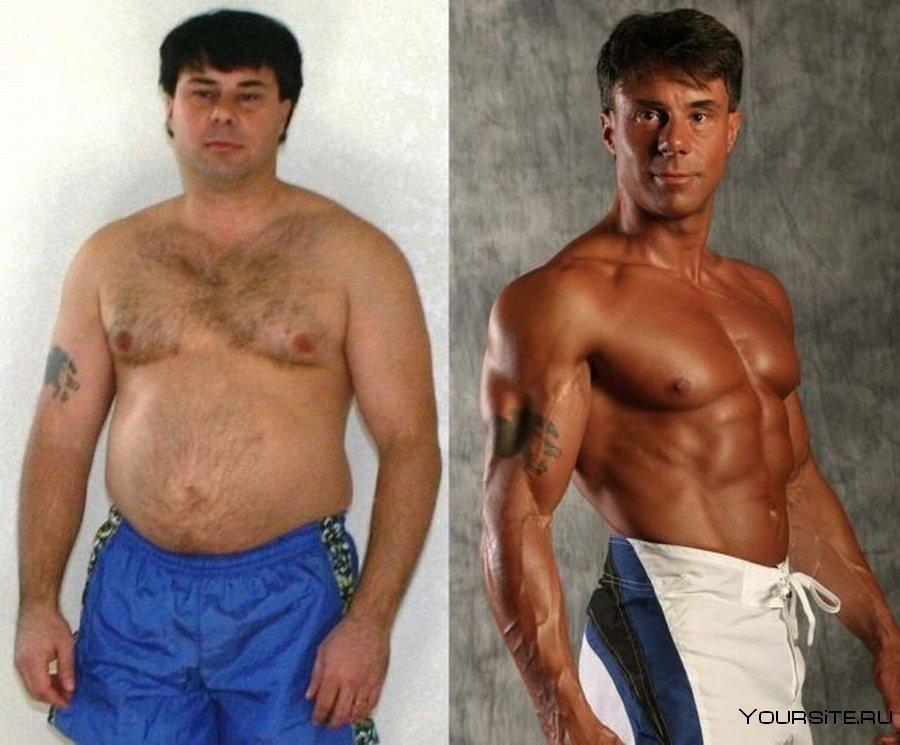 До и после занятия спортом мужчины