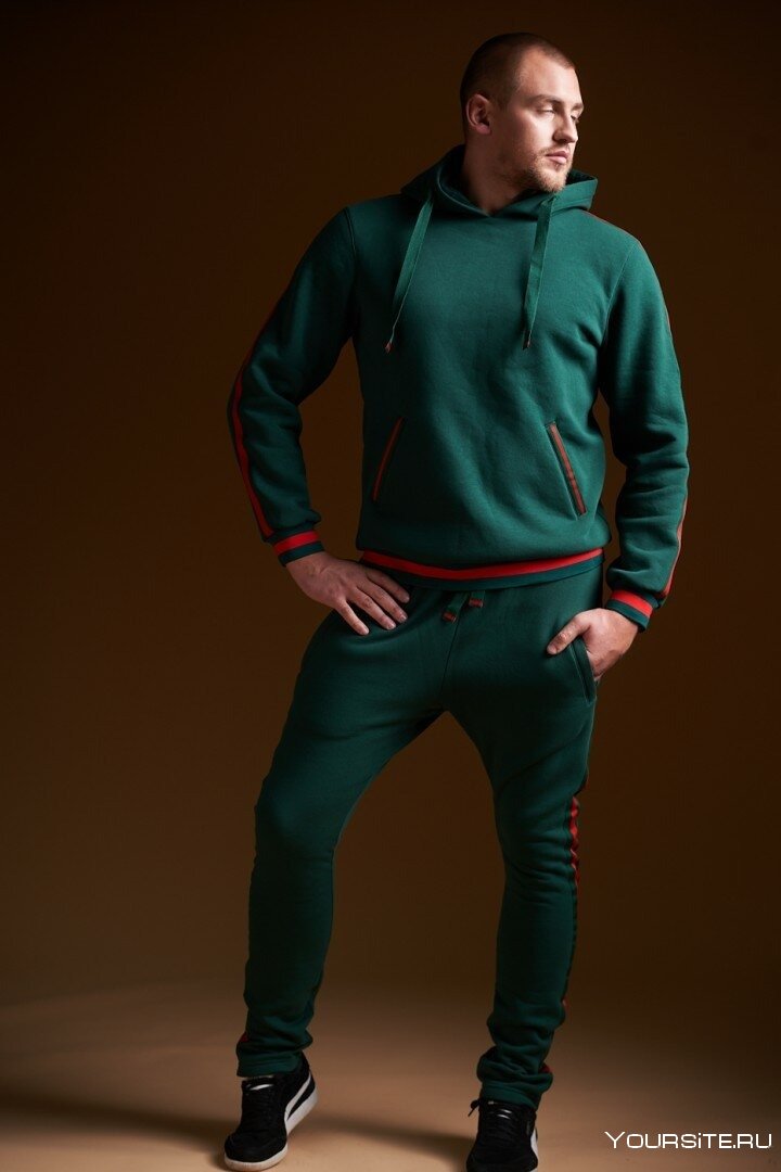 Темно зеленый спортивный костюм мужской