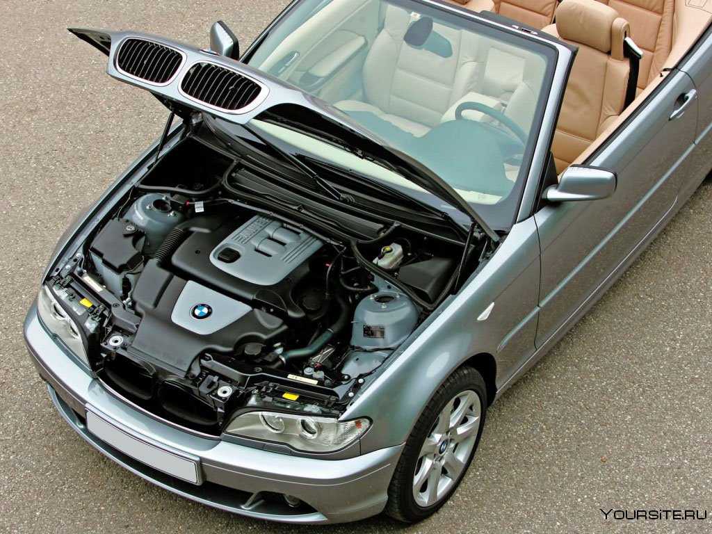 Машина с открытым капотом. BMW 320cd Convertible. BMW e46 Cabrio 2004. BMW e46 под капотом. БМВ е46 кабриолет.