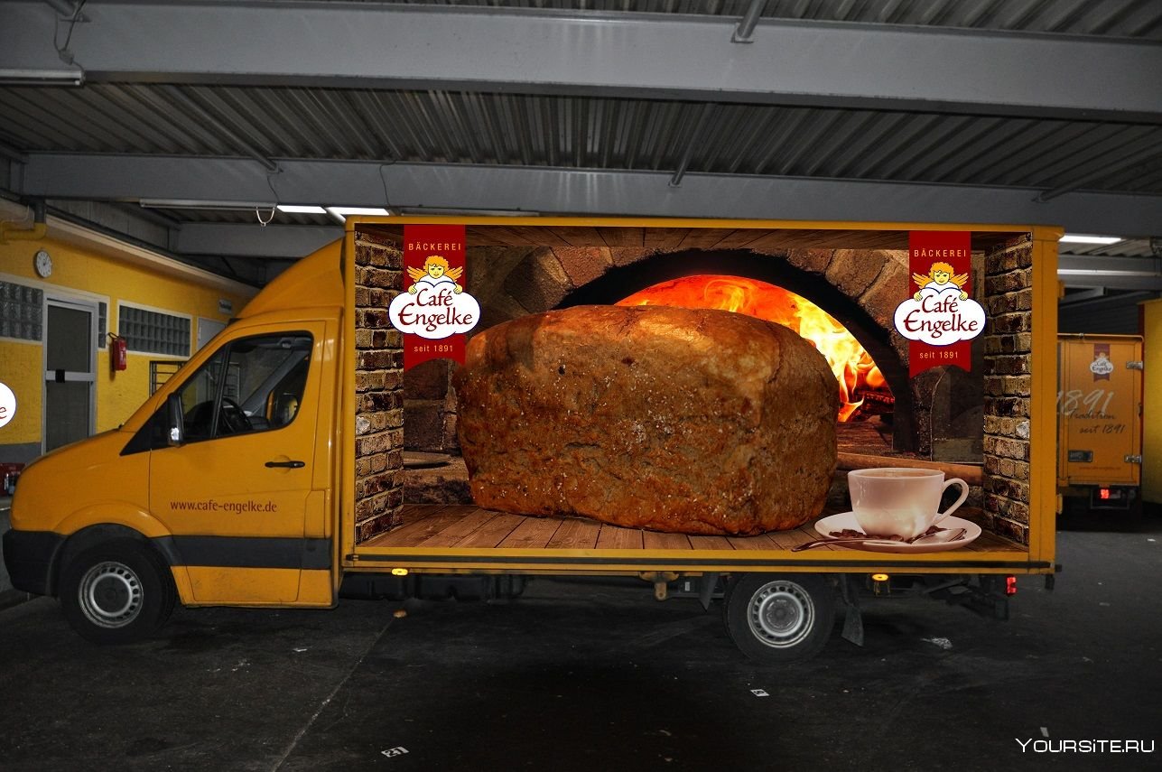 Фургон с рекламой кракена. Фургон для хлебобулочных изделий 232560. Реклама пекарни на авто. Брендирование хлебных машин. Брендирование грузовых авто.