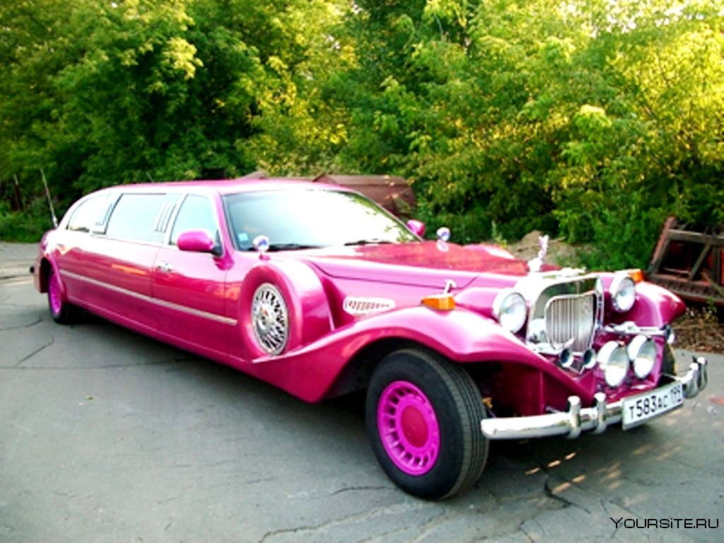 Ретро лимузин розовый