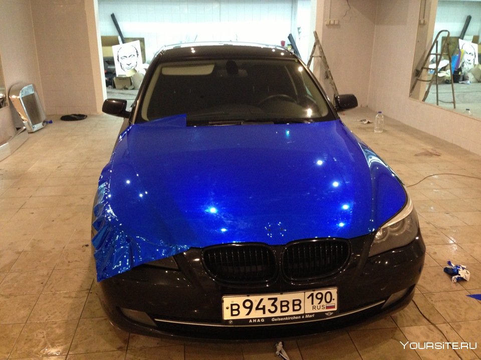 BMW e60 синий хром
