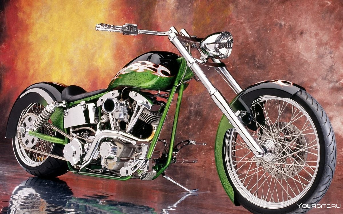 Harley Davidson мотоцикл зелёный