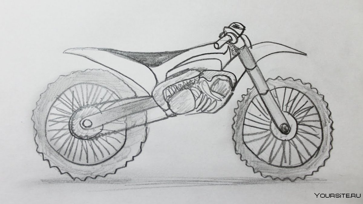 Кроссовый мотоцикл карандашом