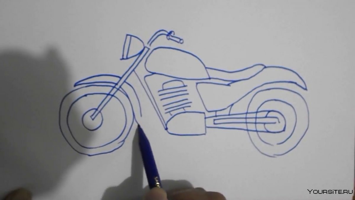 Нарисовать мотоцикл карандашом ребенку