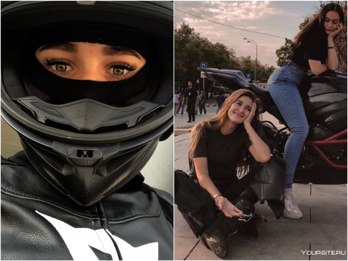 Девушки на мотоциклах в экипировке