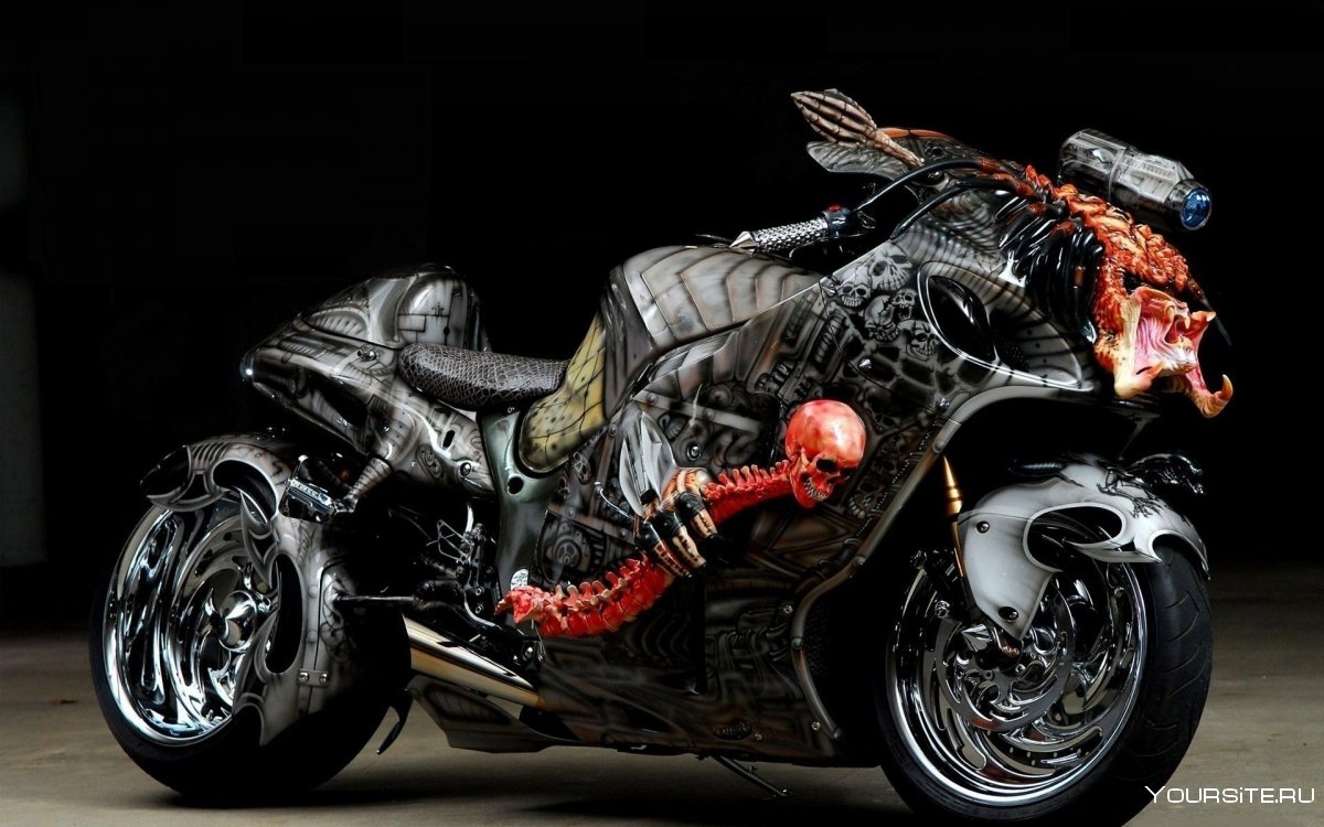 Скелет на мотоцикле