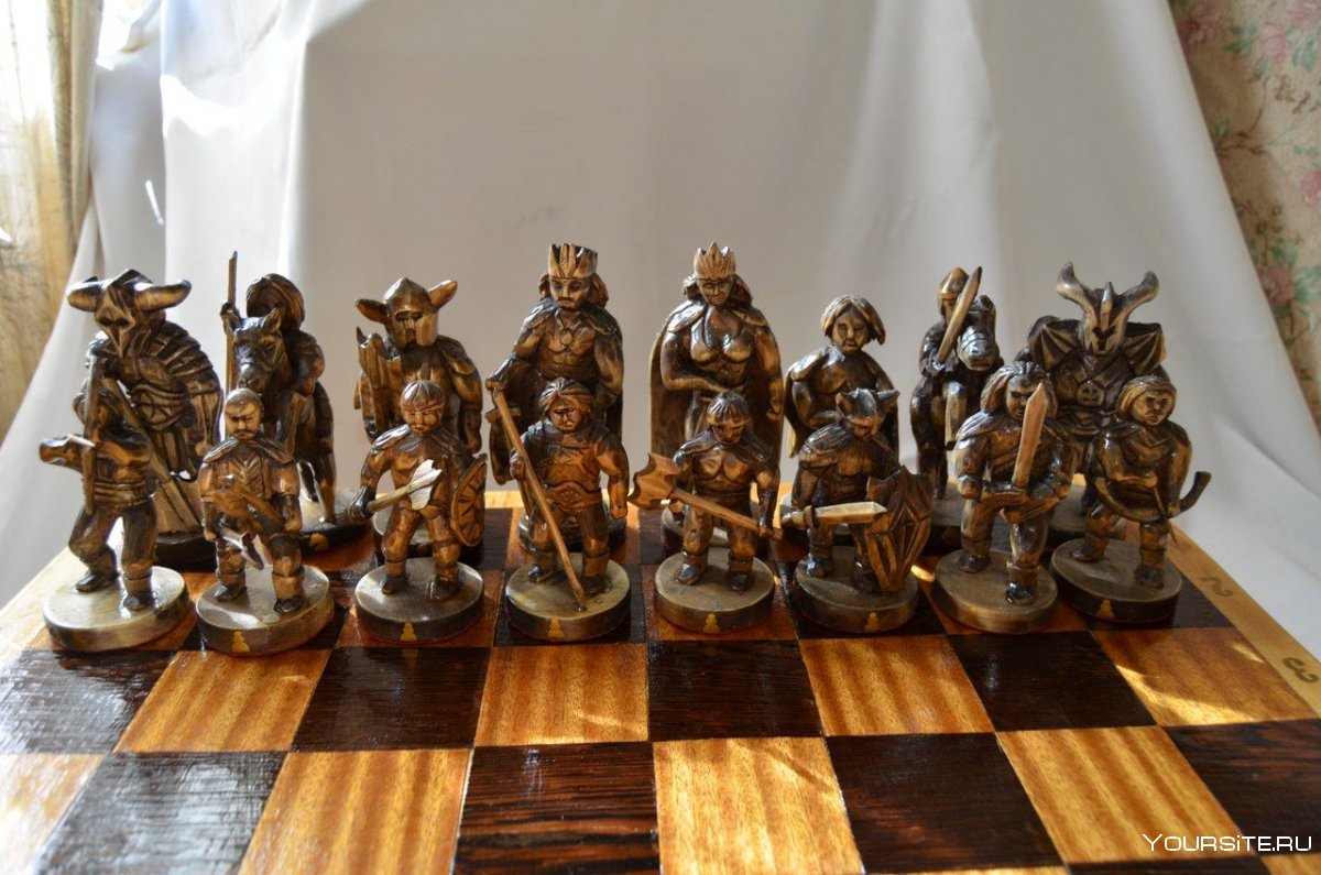 Шахматы резьба по дереву Куликовская битва