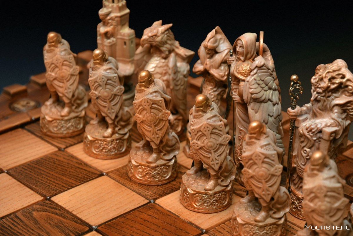 Резные шахматы из дерева ручной древние боги