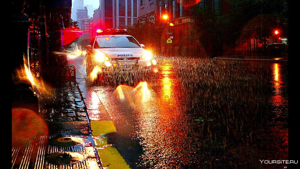Ночной город дождь машины