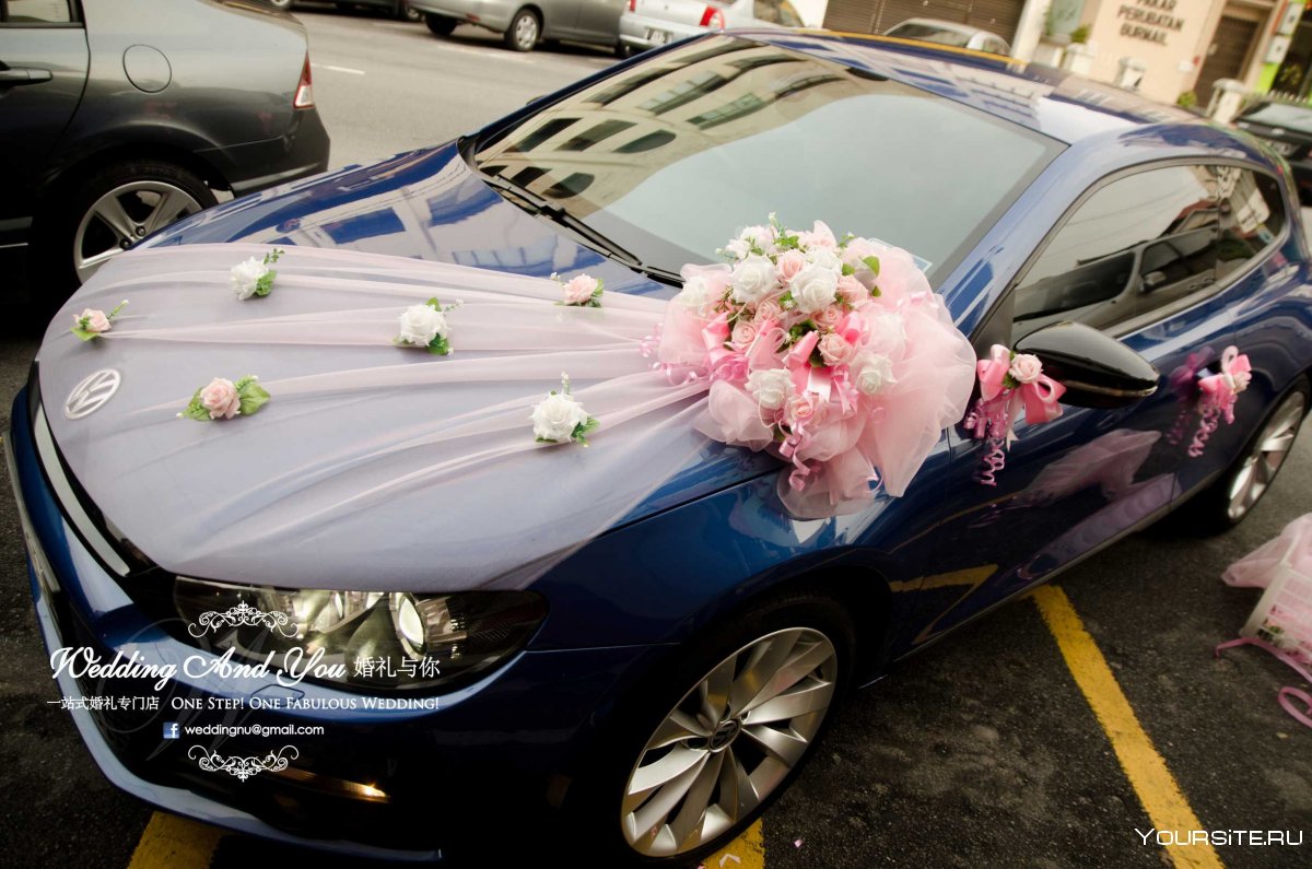 Модные украшения на машину на свадьбу