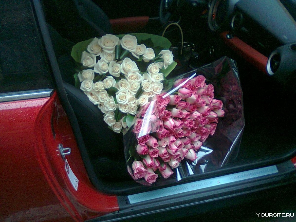 Цветы в багажнике машины